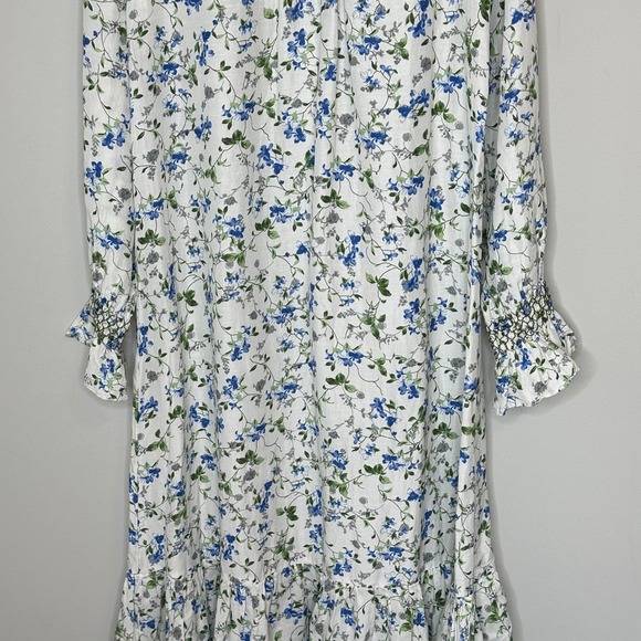 Zara Floral Smocked Mock Neck Maxi Dress Long Sleeve Cottagecore Boho Chic Small - Picture 13 of 16